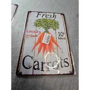 Fresh Carrots Metal Wall Signs 12x8 Farmhouse Kitchen Decor Set of 2